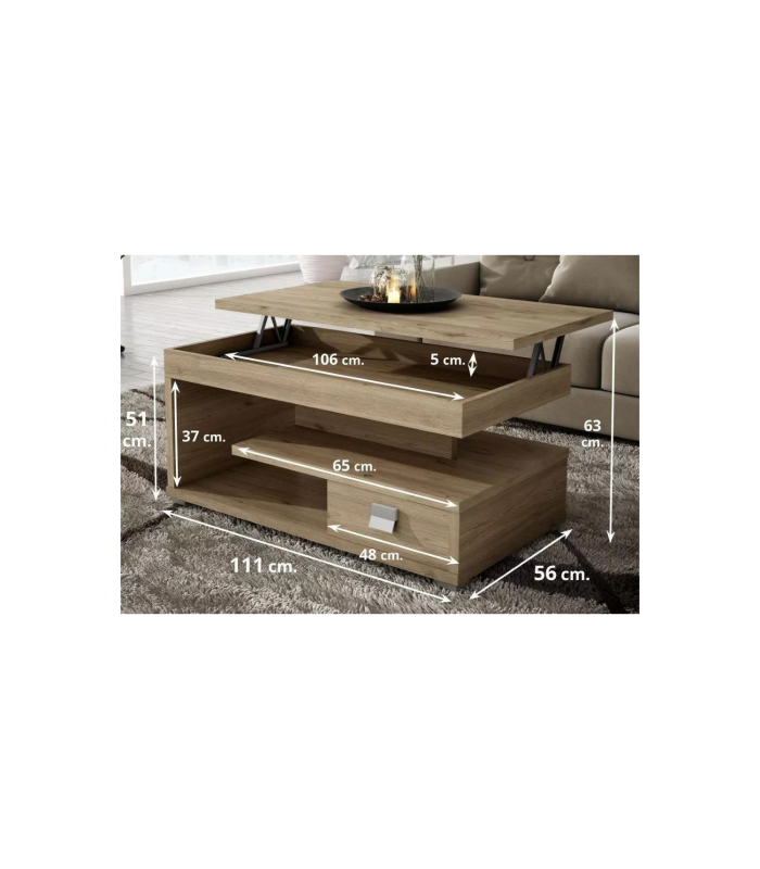 copy of Table basse relevable 51 cm(hauteur) 110 cm(largeur) 55