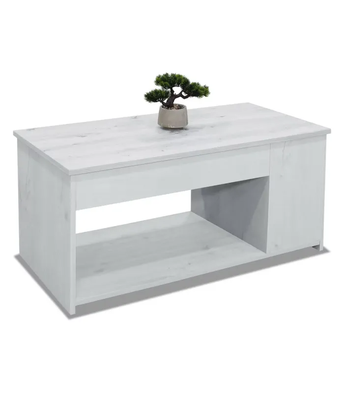 Mesa centro elevable blanca, estilo mediterráneo