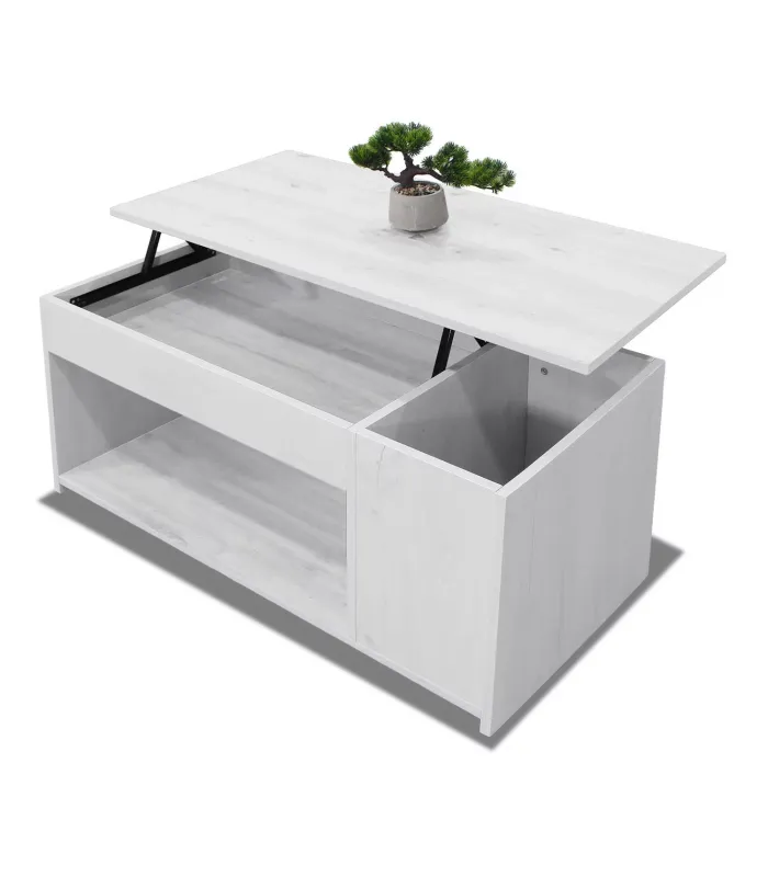 Mesa centro elevable blanca, estilo mediterráneo