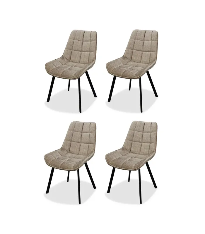 Pack de 4 sillas Jimena tapizadas en terciopelo beige