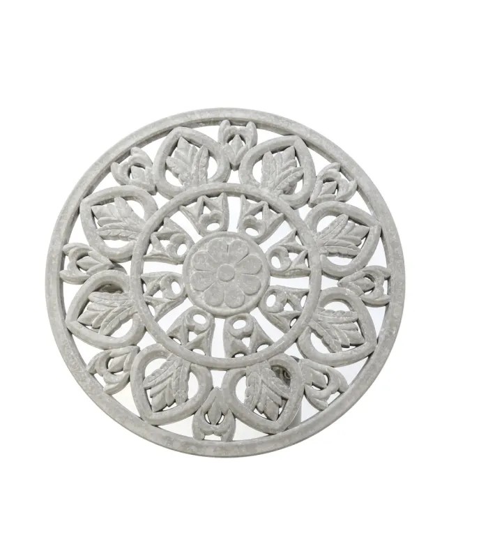 Mesa auxiliar redonda gris, 46x48 cm, elegante y funcional