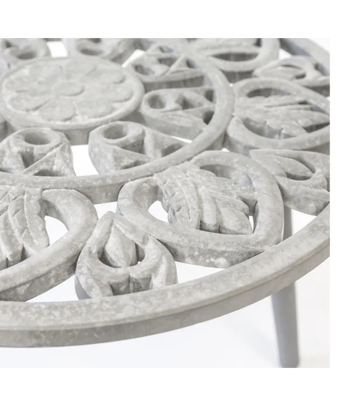 Mesa auxiliar redonda gris, 46x48 cm, elegante y funcional