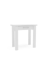 Mesa para cocina, comedor abatible 1 cajón Md-Bety acabado cristal blanco, 80cm(ancho) 75cm(altura) 40/80cm(fondo).