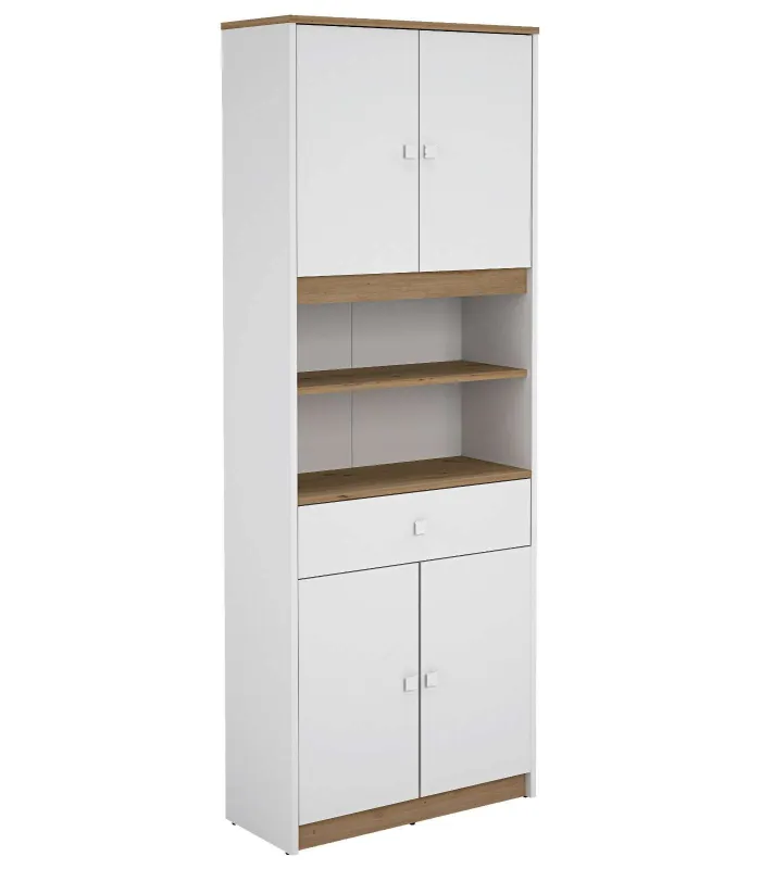 Armario buffet blanco/roble albar, 4 puertas, 180cm