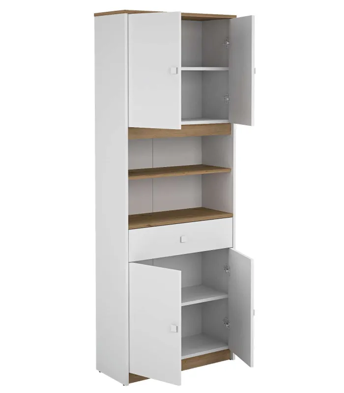 Armario buffet blanco/roble albar, 4 puertas, 180cm