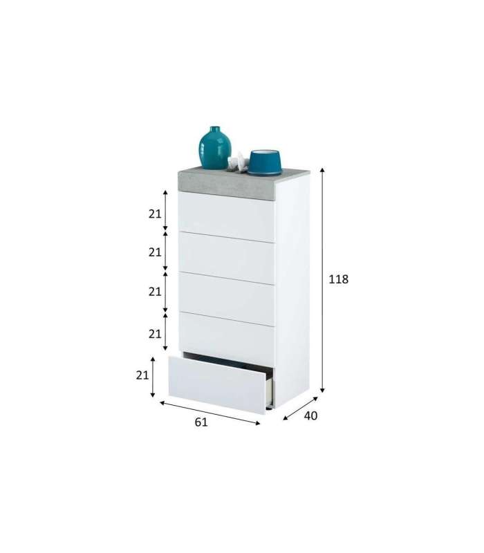 copy of Sinfonier 5 drawers Model Maya Finish in white artic.