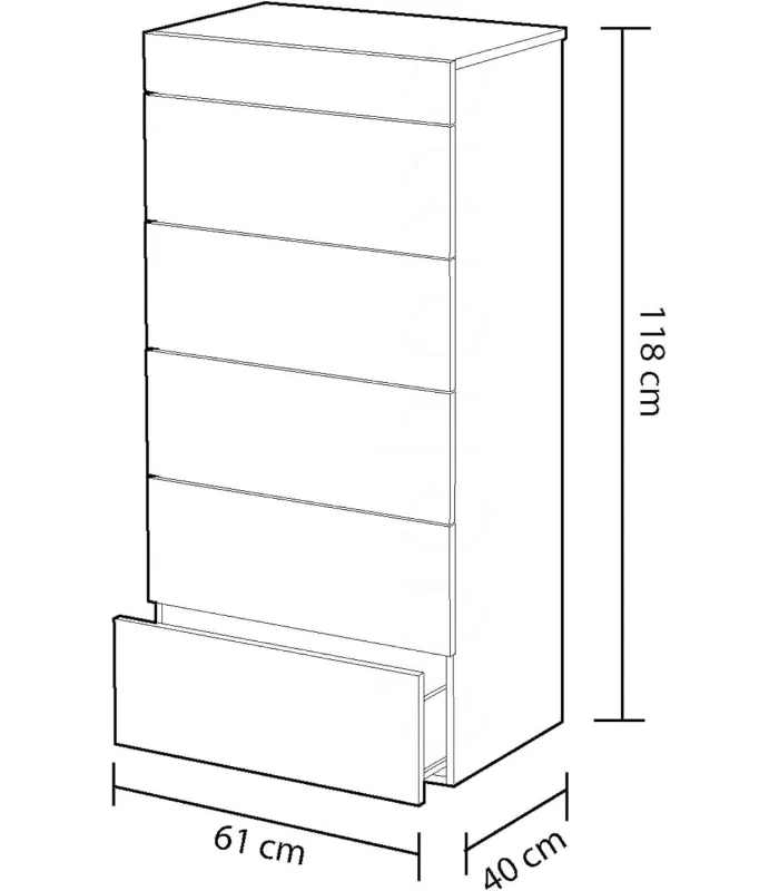 copy of Sinfonier 5 drawers Model Maya Finish in white artic.