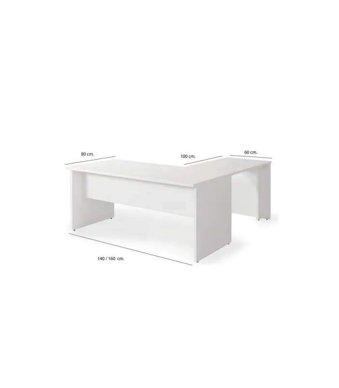 Mesa esquinera blanca para oficina o estudio