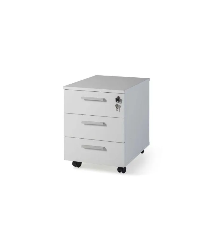 Cajonera buck blanca con 3 cajones y ruedas