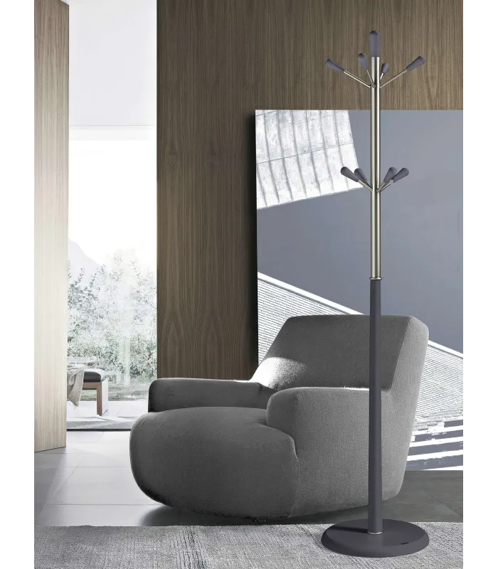 Perchero moderno azabache con herrajes en cromo satinado