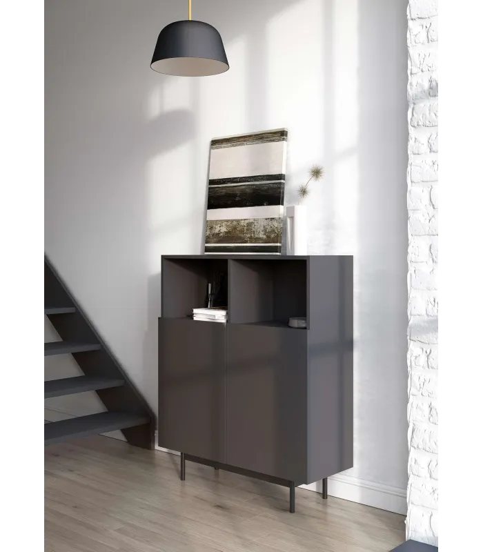 Mueble auxiliar 602-2 en grafito, 2 puertas y 1 hueco