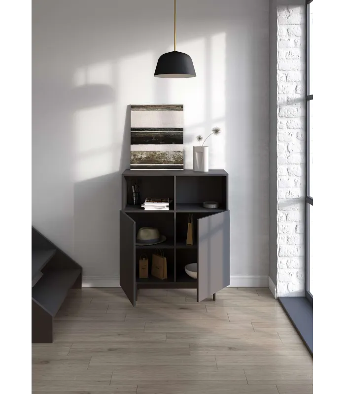 Mueble auxiliar 602-2 en grafito, 2 puertas y 1 hueco