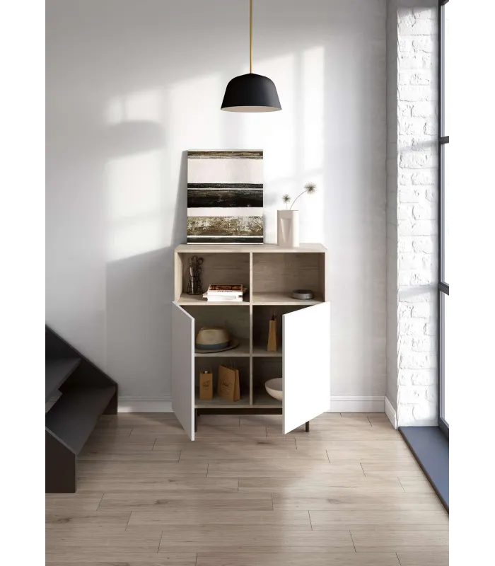 Mueble auxiliar 602-2 roble/blanco, 110x90x34 cm