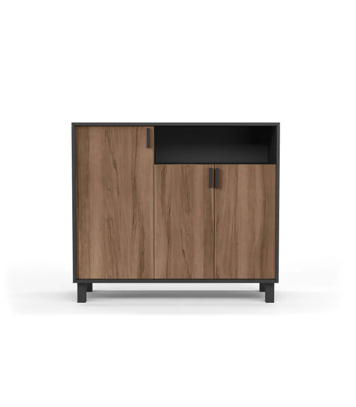 Receptor sapateiro 3 portas grafite e noz