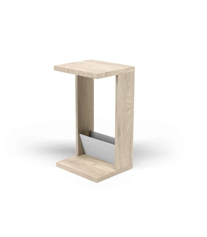 Mesa auxiliar elegante en roble y blanco