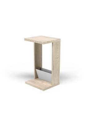 Mesa auxiliar elegante en roble y blanco