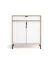 Mueble auxiliar/zapatero Md-507, 2 puertas 1 cajón en roble oscuro/blanco, 89cm(alto) 80cm(ancho)  29cm(prof.)