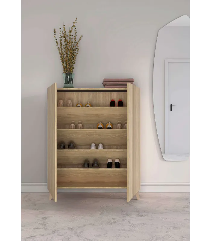 Zapatero 2 puertas roble oscuro, estilo moderno