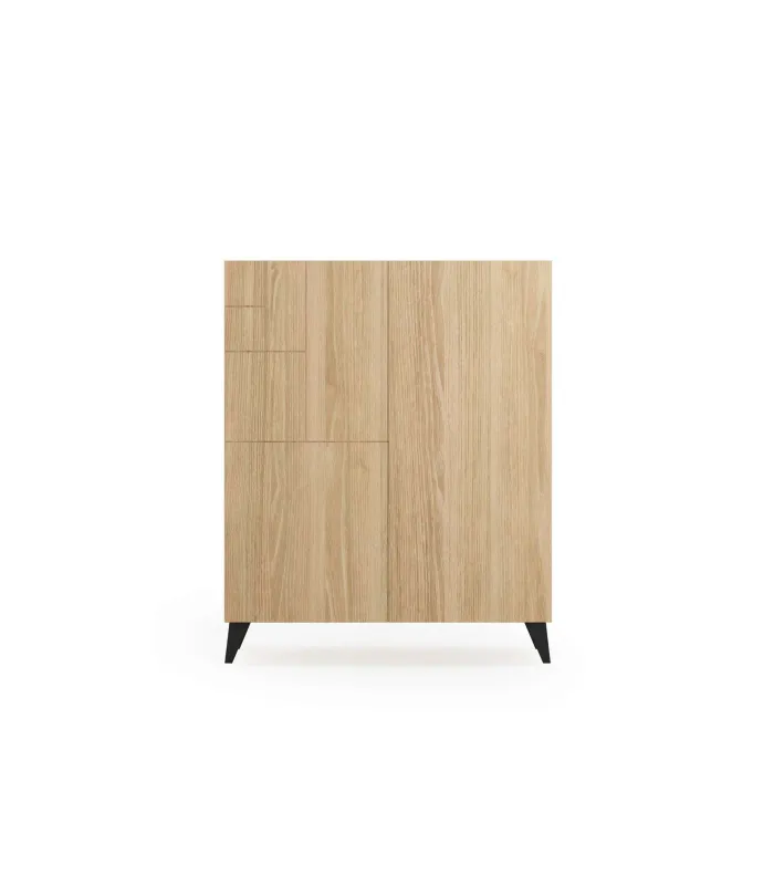 Zapatero 2 puertas en roble oscuro y patas negras