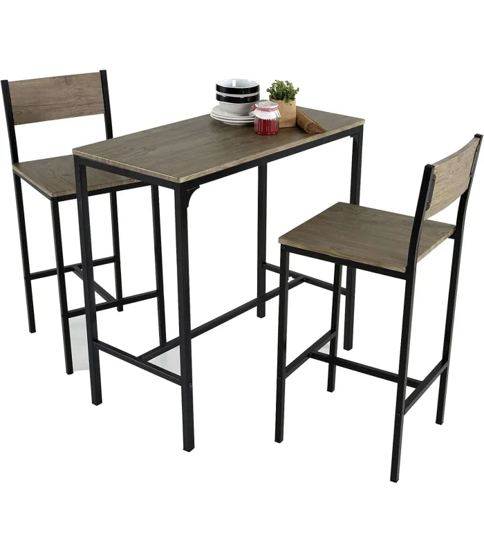 Pack de 2 taburetes Coimbra metal/madera 96cm
