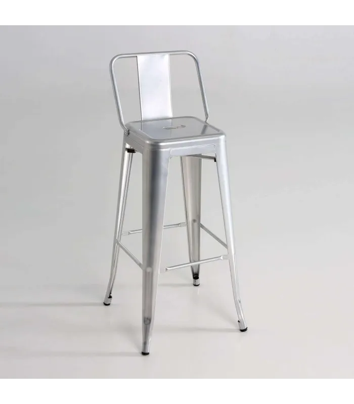 Taburete de metal apilable acabado plata, 100 cm