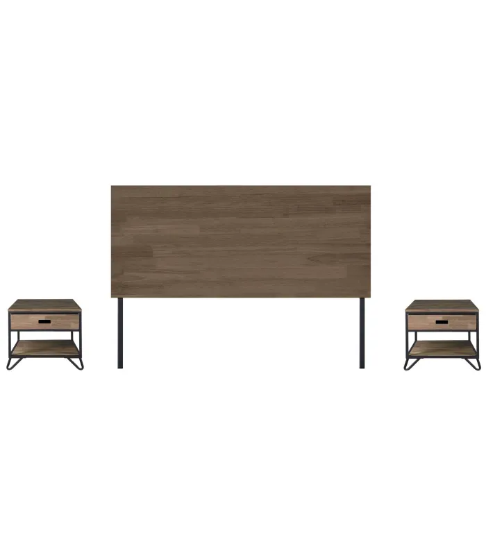 Cabecero juvenil industrial 100x125 cm en roble americano