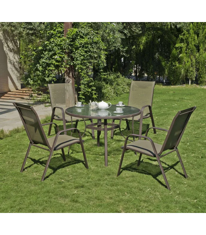 Hva Fauteuil en acier/textile Macao-3 empilable