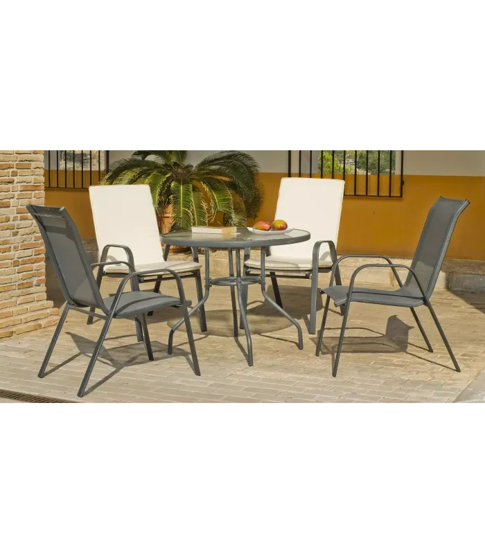 Pack de 2 sillones apilables de jardín gris
