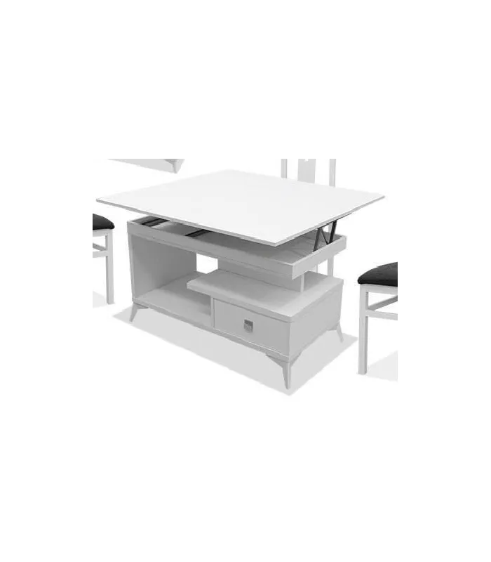 Mesa centro convertible blanca, funcional y elegante