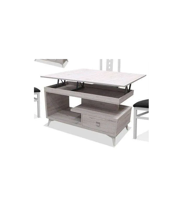 Mesa centro convertible blanca 64x113 cm