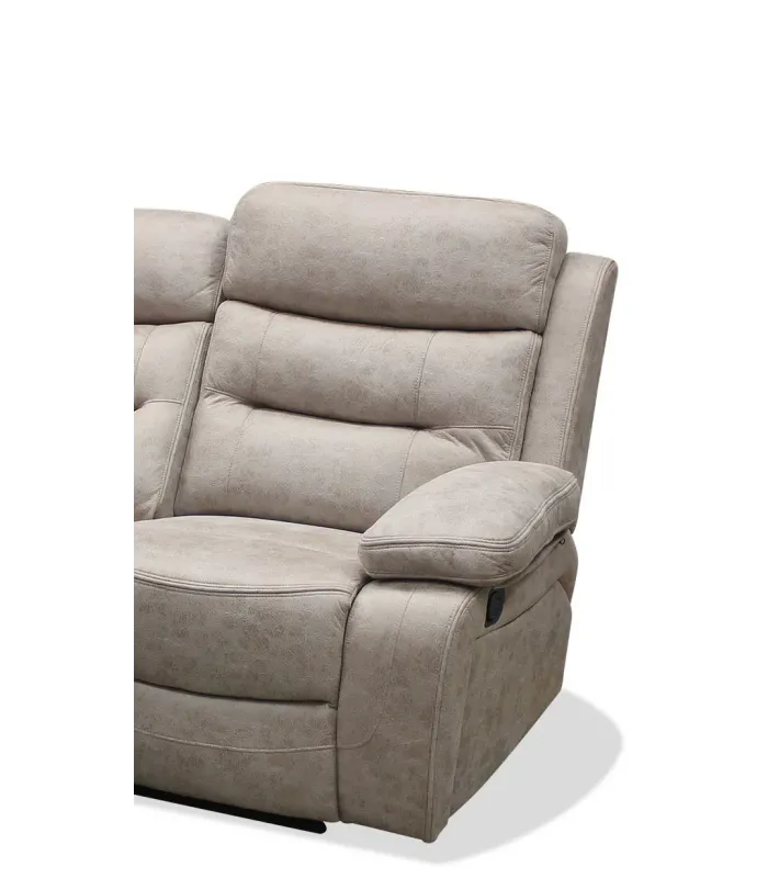 Sofá de relaxamento 3 lugares em tecido cimento