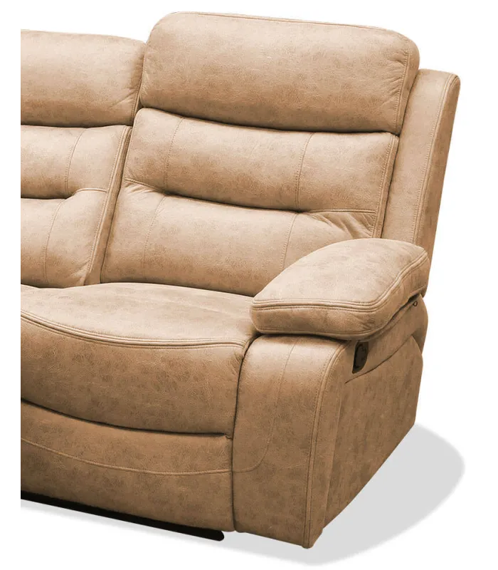 Sofá relax 3 plazas Genova XL tapizado camel, 220x90x101cm