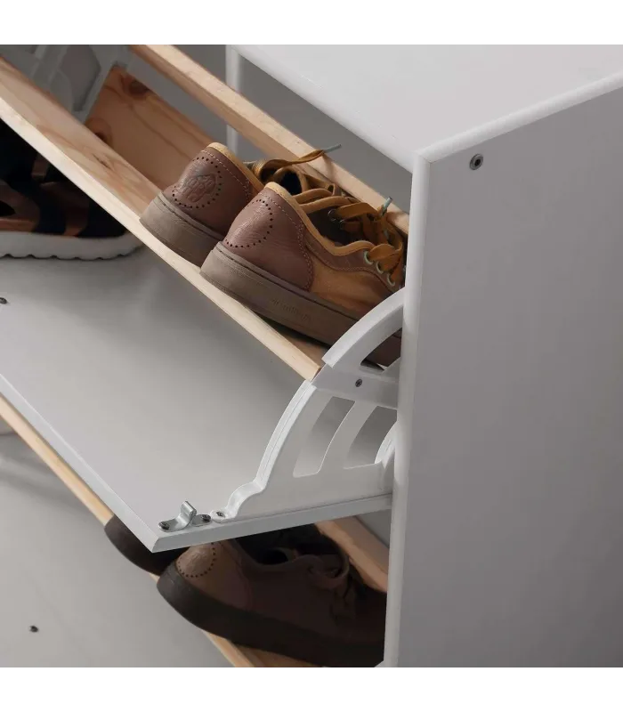 Zapatero 2 trampones en madera maciza blanca
