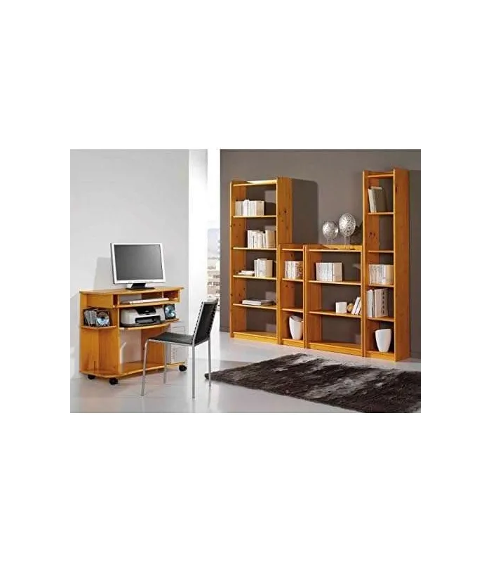 Estantería 4 baldas Altea en madera maciza color miel