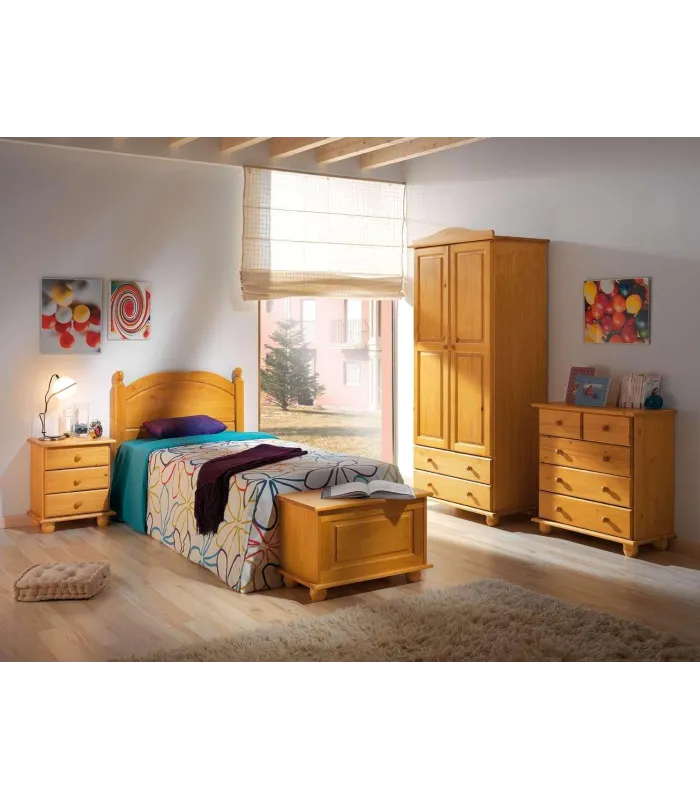 Mesita Altea 3 cajones en madera maciza color miel