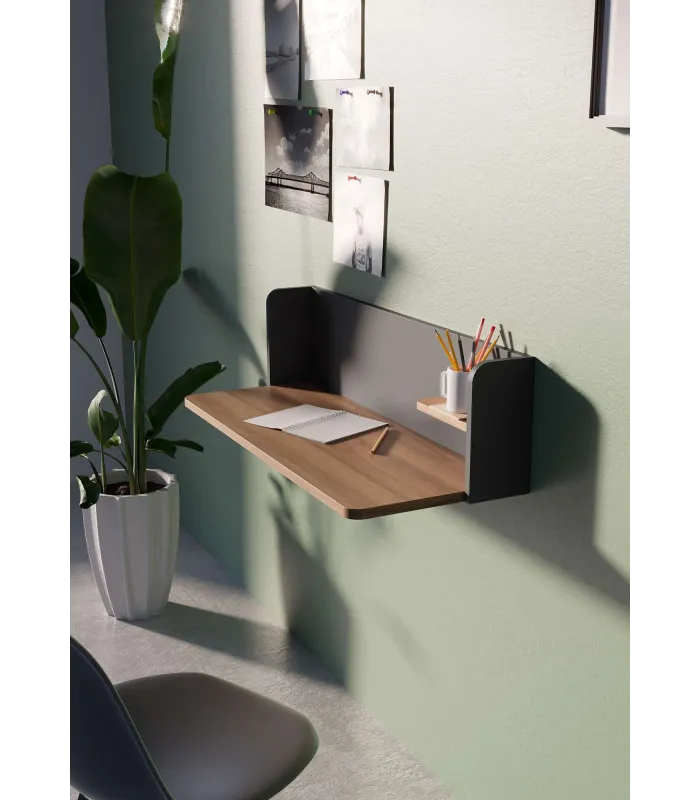 Mesa estudio Mod-Roman, nogal/grafito, 35x90x25cm