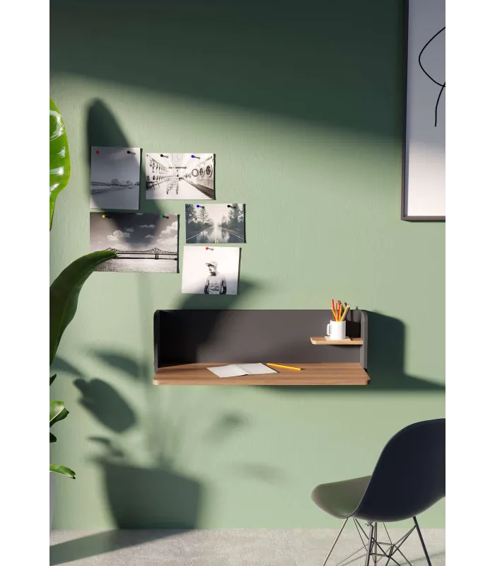 Mesa estudio Mod-Roman, nogal/grafito, 35x90x25cm