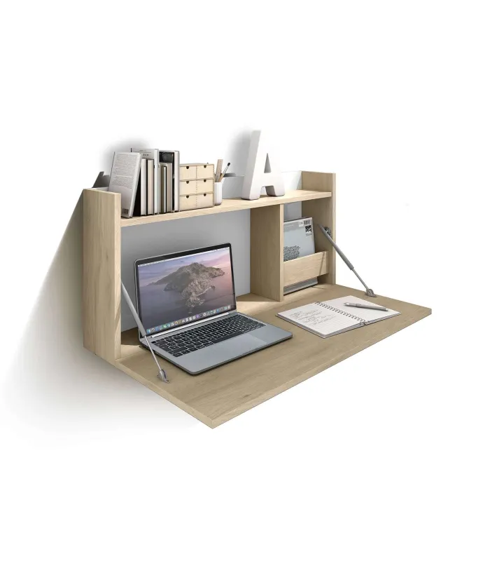 Mesa estudio colgante Mod-Murillo en roble/blanco