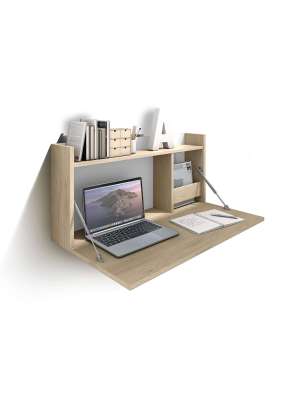 Mesa estudio colgante Mod-Murillo en roble/blanco