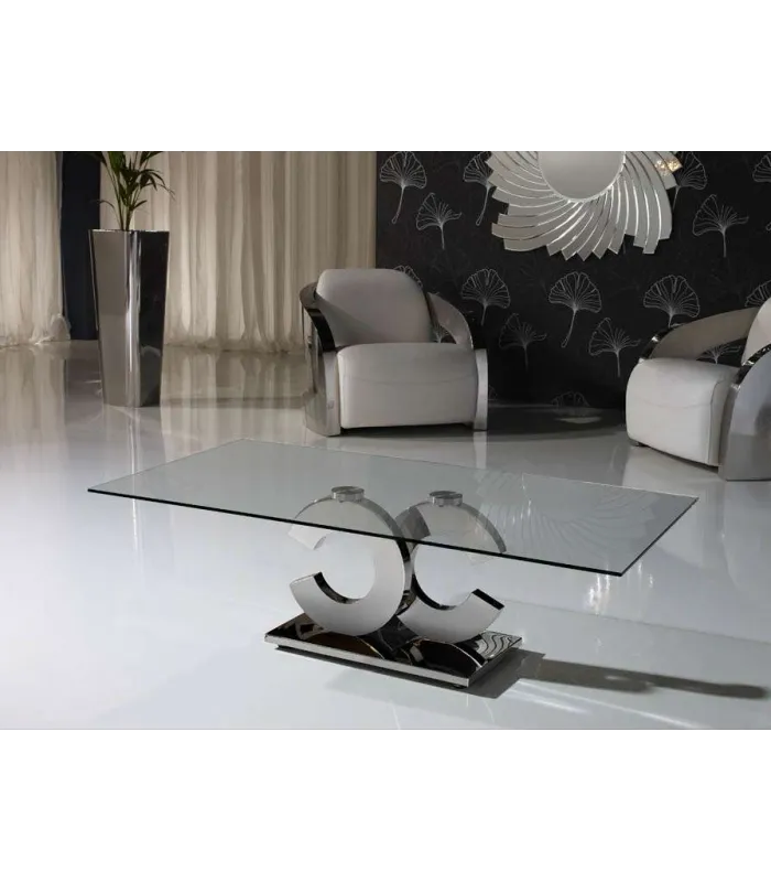 Mesa de centro Chanel, acero inoxidable, 45x110x60 cm