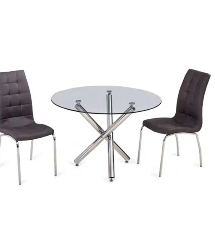 Mesa redonda Triana con tapa de cristal 110 cm