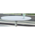 copy of Triana round table glass lid and chrome legs of 110 cm.