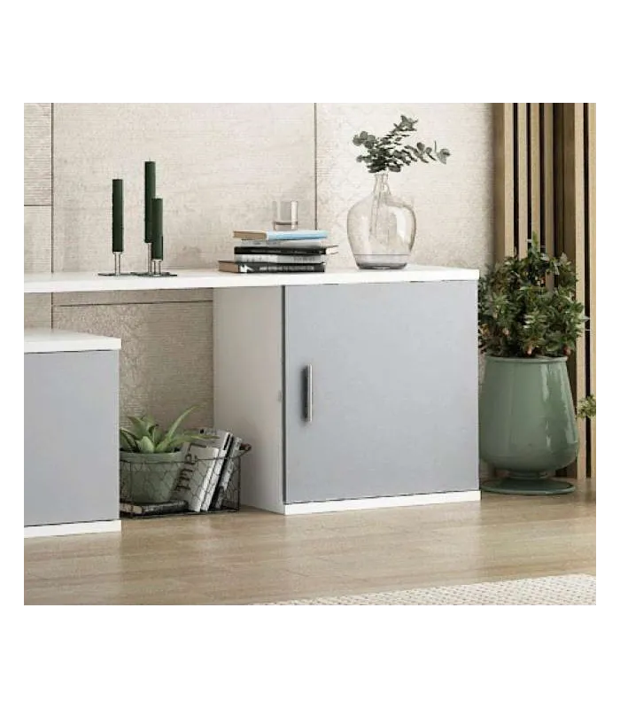 Composición de salón Benalúa en blanco y aluminio