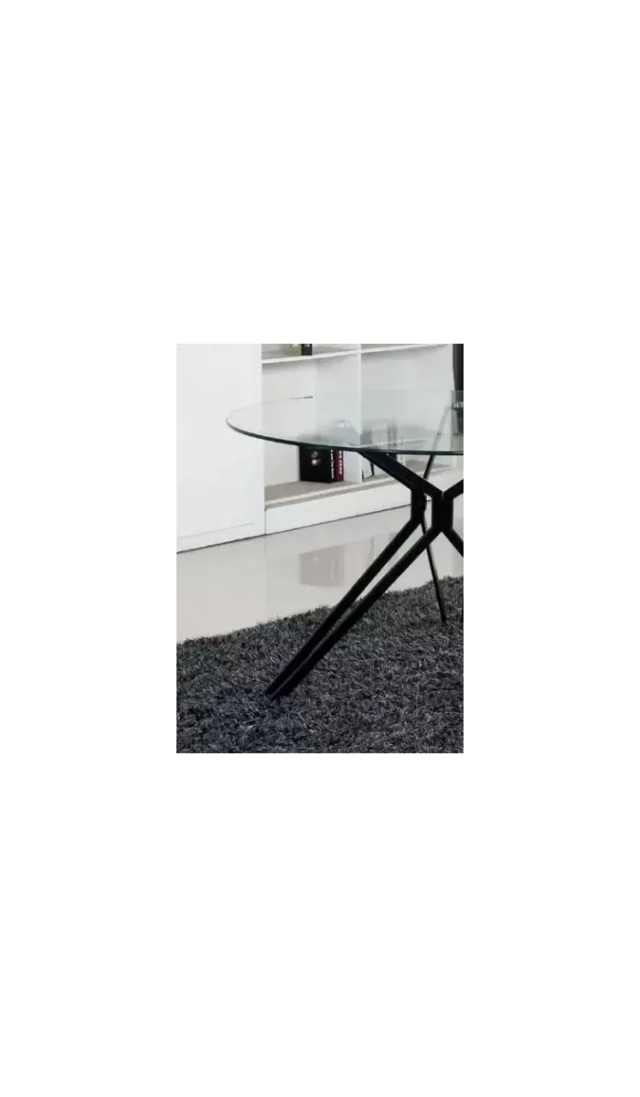 Mesa redonda River con tapa de cristal y patas negras