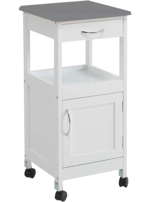 Carro de cocina blanco y gris, compacto y útil