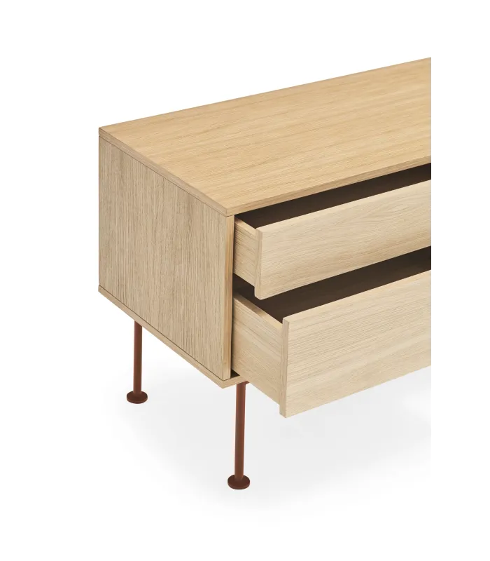 Mueble TV Yoko: 1 puerta, 2 cajones, roble/teja