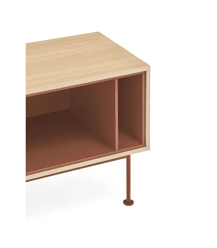 Mueble TV Yoko: 1 puerta, 2 cajones, roble/teja