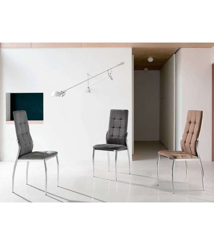 copy of Silla de comidor en tela beige GANTE 55 x 55 x 86/49 cm