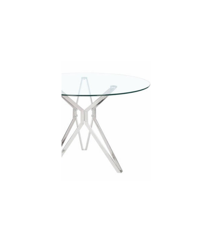 copy of Triana round table glass lid and chrome legs of 110 cm.