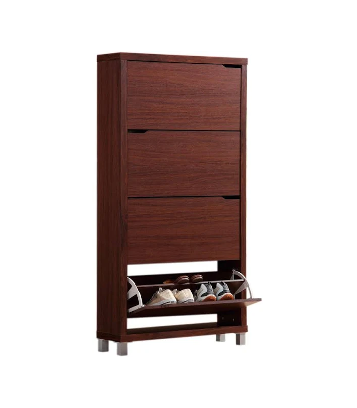 Zapatero Kubox de 4 puertas en elegante acabado walnut